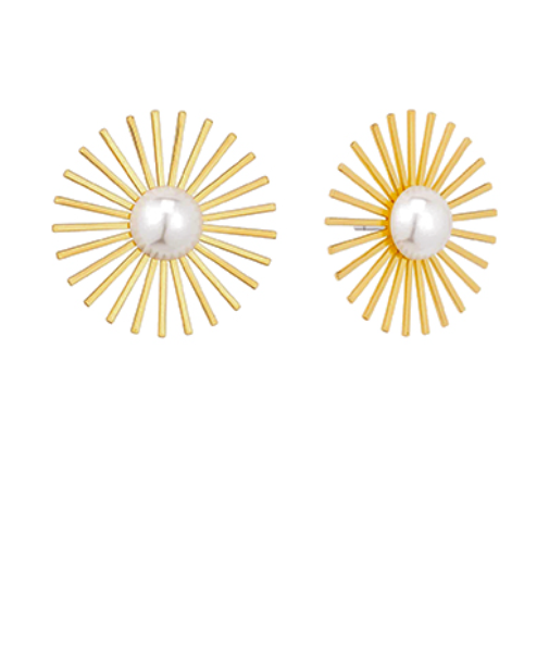 Pearl Burst Earrings-Gold