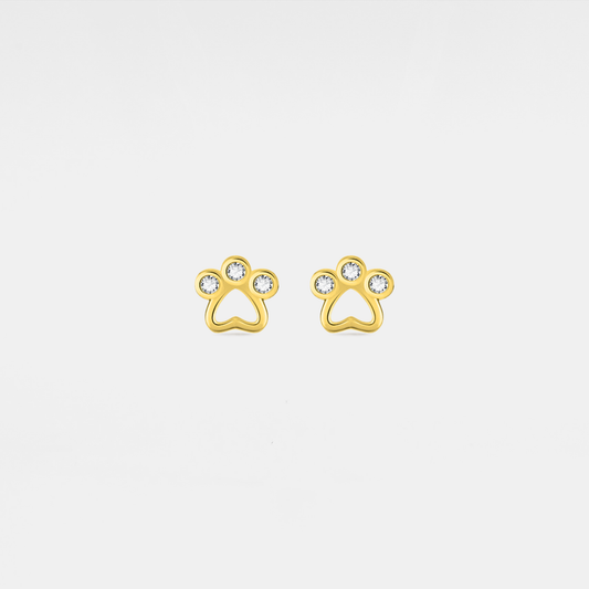 Dainty Gold Pet Dog Paw Stud Earrings