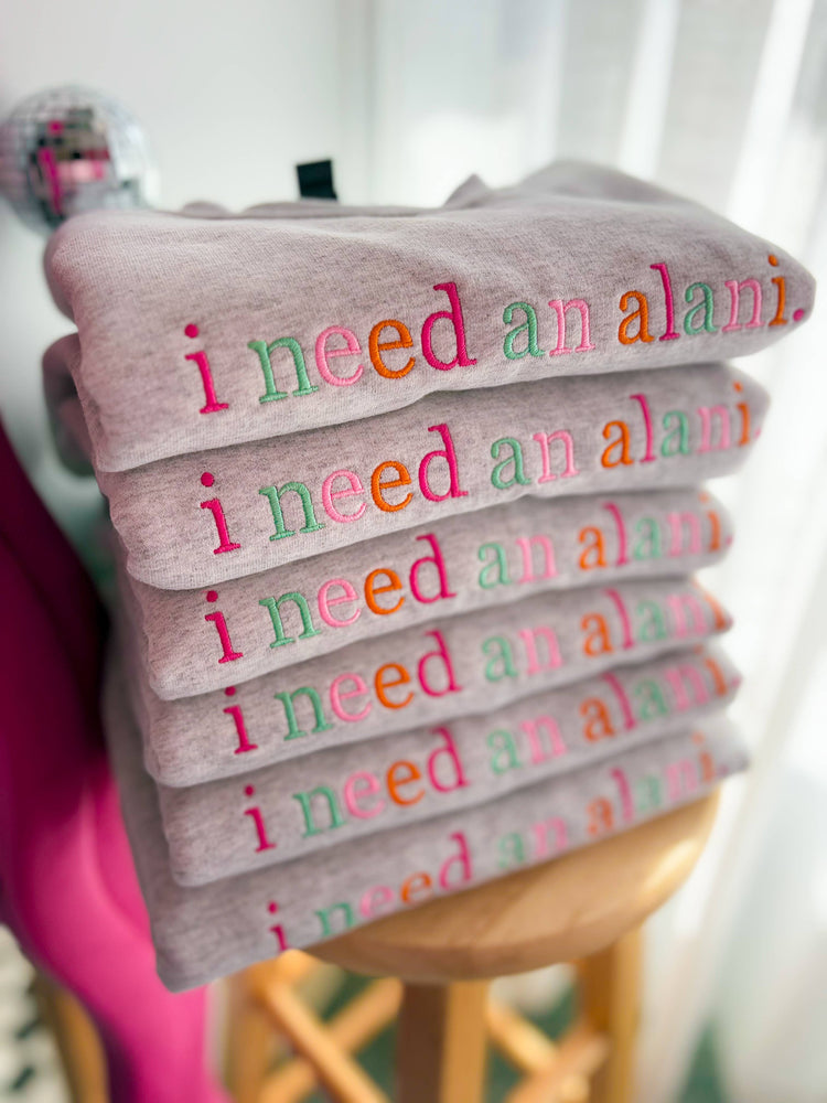 I need a drink Embroidered Crewneck ONE MEDIUM LEFT