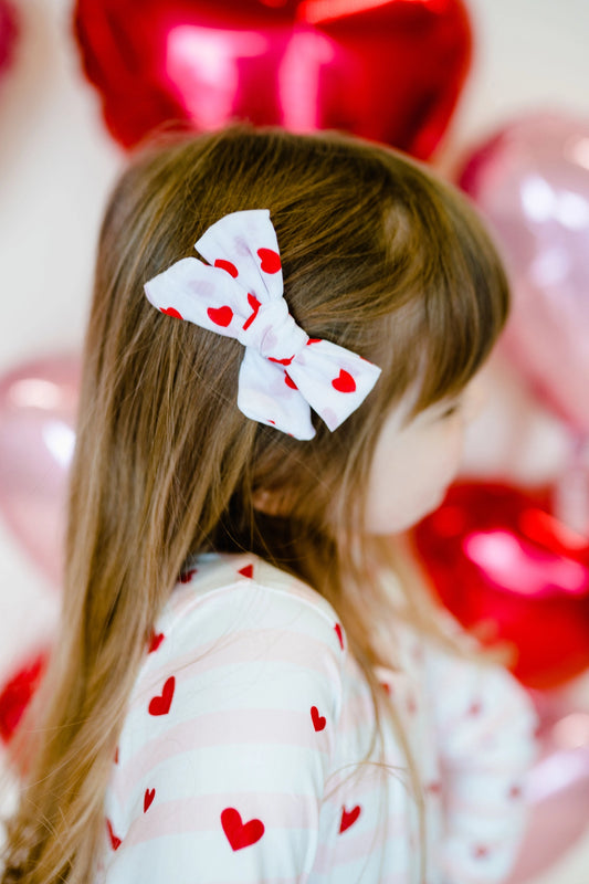 Red Heart Lover Linen Bow Clip