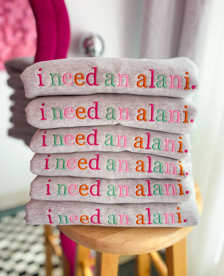 I need a drink Embroidered Crewneck ONE MEDIUM LEFT