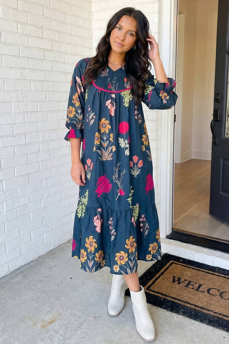 Autumn in Bloom Midi Dress