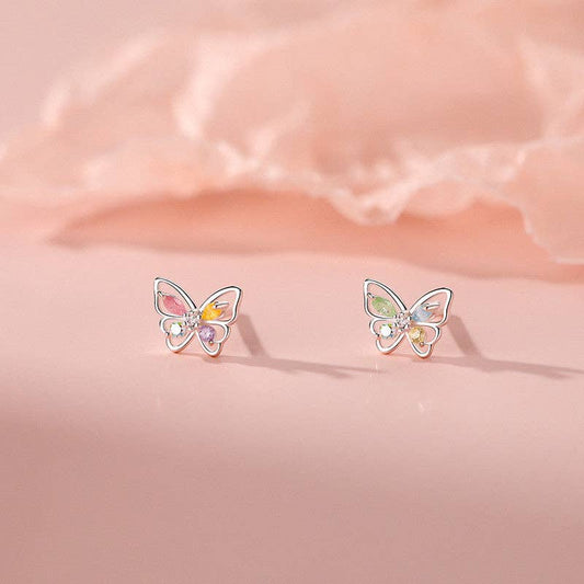 Butterfly Color Gem Stud Earrings