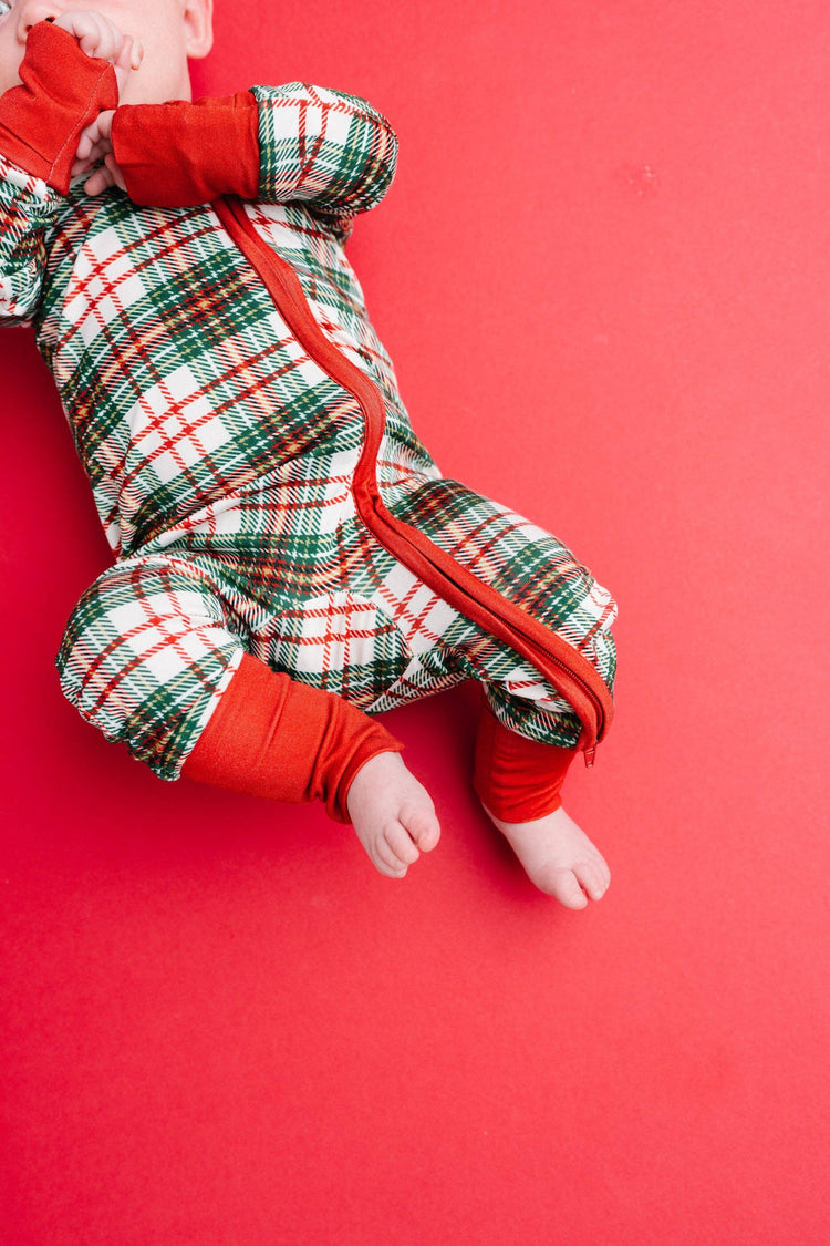 Christmas Plaid Bamboo Sleeper ONE 6-12M LEFT