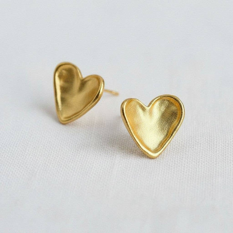 1/14 PRE-ORDER Gold Textured Heart Stud Earrings