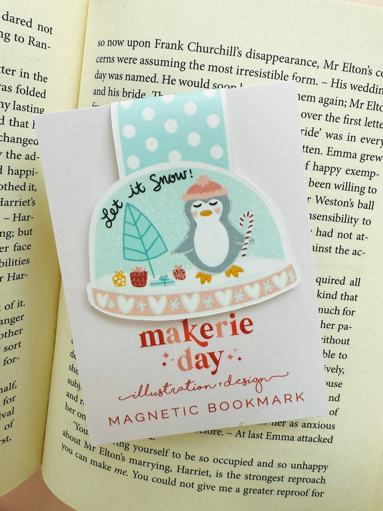 PRE-ORDER 12/1 ETA Penguin Snow Globe Magnetic Bookmark