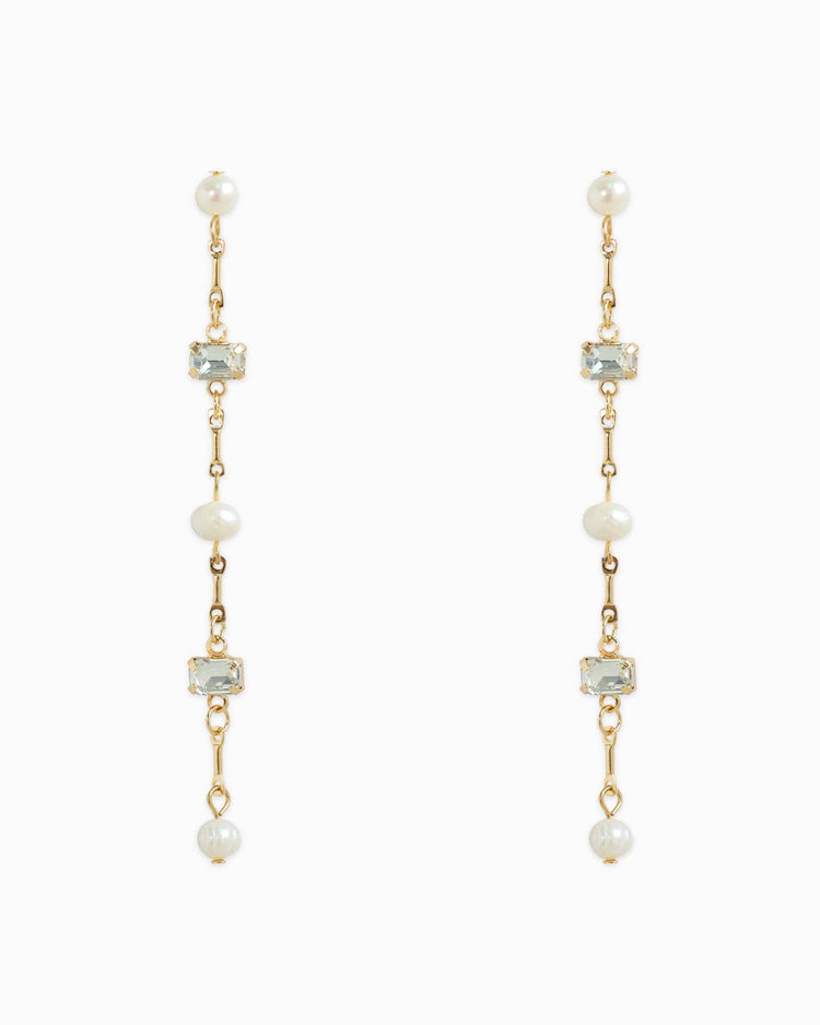 Gold Freshwater Pearl Baguette Linear Earrings ONE LEFT