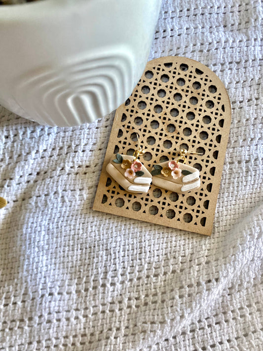 Floral Stacked Book Earrings 