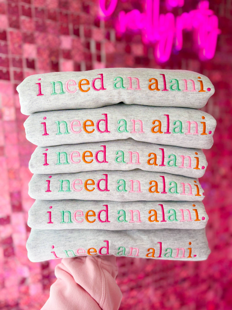 I need a drink Embroidered Crewneck ONE MEDIUM LEFT