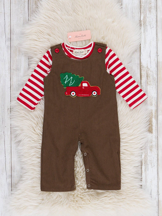 Farmhouse Striped Truck Romper ONE 18-24M LEFT