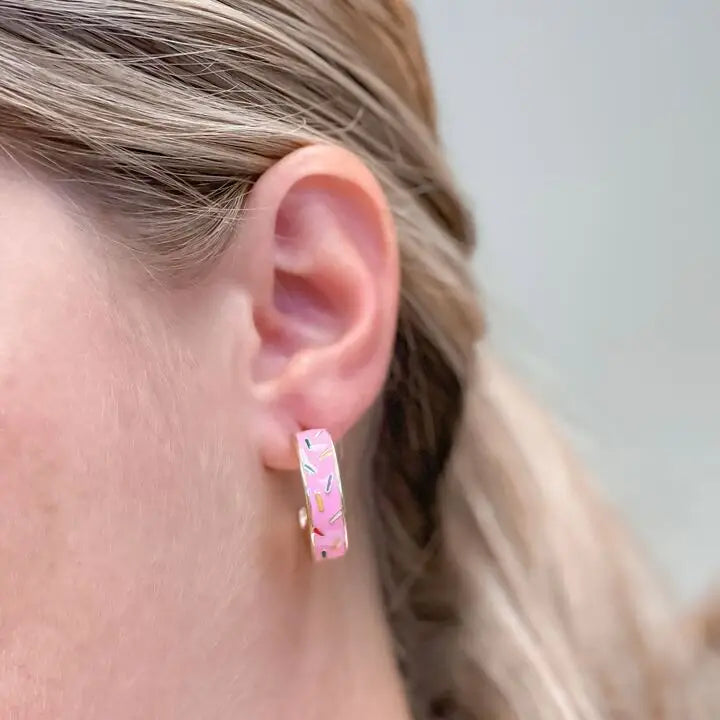 Confetti Cake Enamel Hoop Earrings