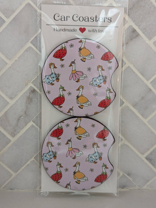 Flower Goose Car Coasters