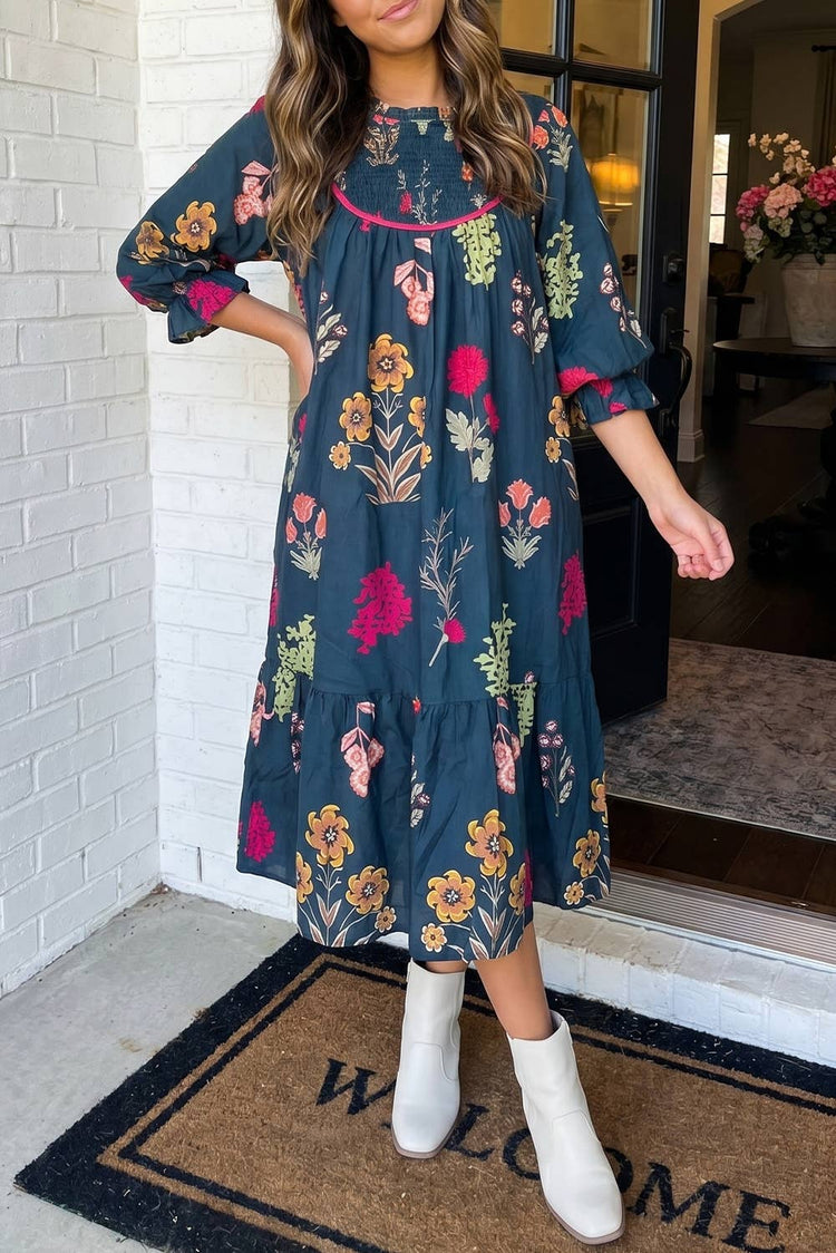 Autumn in Bloom Midi Dress