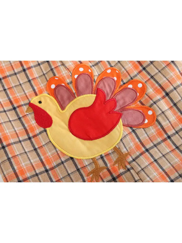 Fall Plaid Turkey Overalls