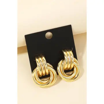 Gold Dipped Interlinked Hoop Drop Earrings