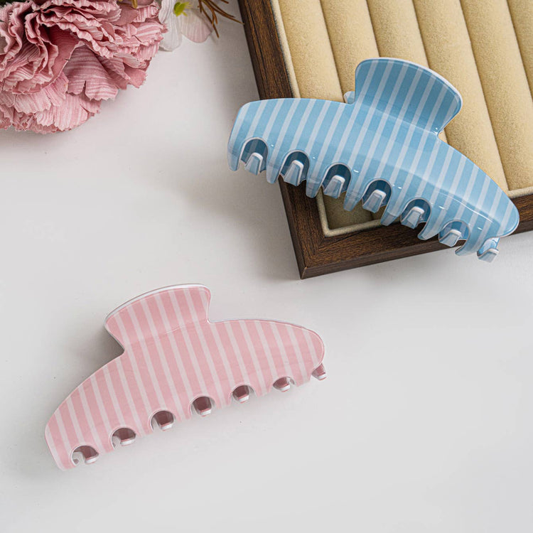 Blue & White Pastel Striped Hair Clip PRE-ORDER