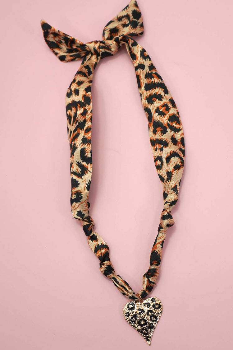 Handmade Scarf Charm Necklace Cheetah