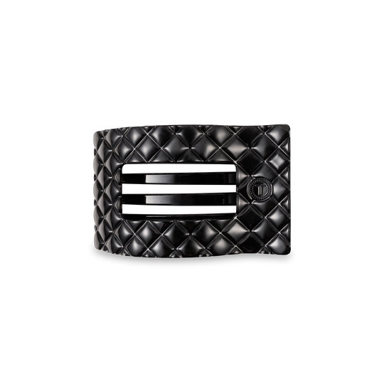 Teleties Small Flat Rectangle Hair Clip Jet Black Quilted