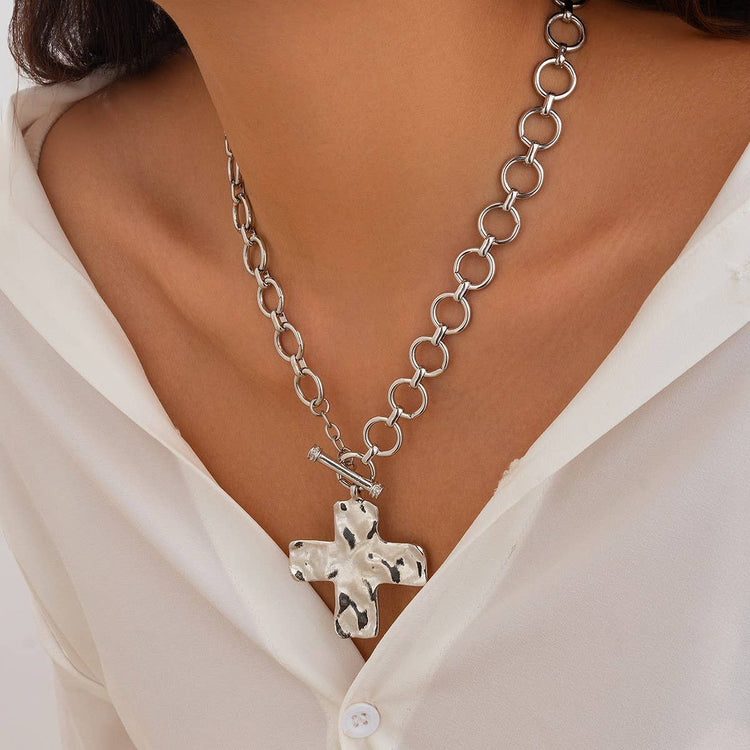 Cross Front Necklace Silver ONE LEFT