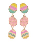 Easter 3 Egg Linear Drop Earrings