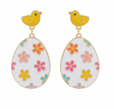 Easter Egg & Chick Enamel Earrings