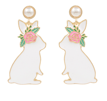 Bunny with Flower Crown Earrings